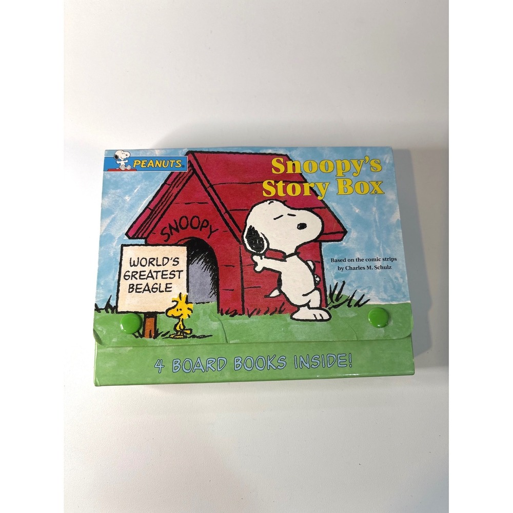 Peanuts Snoopy's Story Box 4 Board Books Set Charles M Schulz Carrying Case